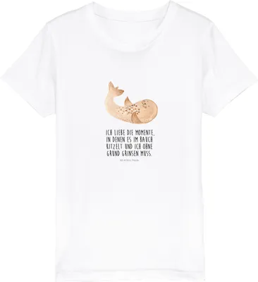 Produktbild von Mr. & Mrs. Panda Kleinkinder T-Shirt Robbe Liegen 12-14 Jahre (152/164) - Weiß - Geschenk, Kindershirt, Strand, Teenager, für Kinder, Shirt, Lustige Sprüche, Kurzarm