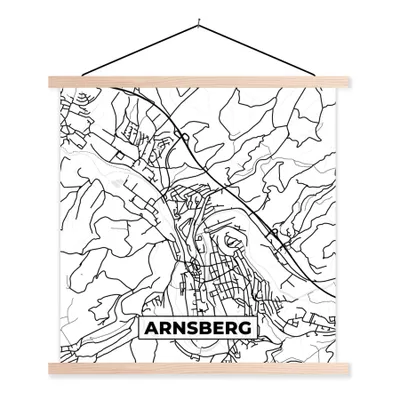 Produktbild von MuchoWow® Textilposter Arnsberg - Karte - Stadtplan 40x40 cm mit holzfarbenen Rahmen - Posterleiste