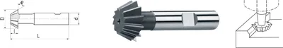 Produktbild von ELMAG HSS Co5 Winkel-Stirnfräser DIN1835B, Ø 20,0 x 8,0 mm, 60°