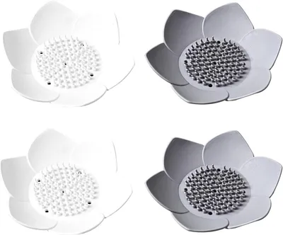 Produktbild von 4er-Set Silikon-Seifenschalen in Blumenform – kreative, praktische und farbenfrohe Badezimmeraccessoires