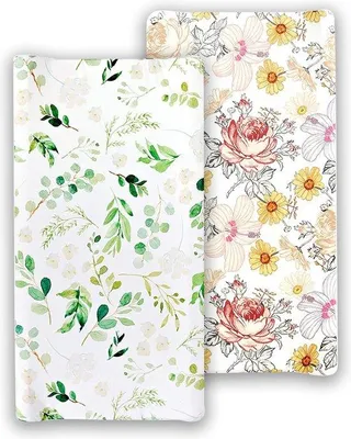 Image de Matelas pour bébé 81 x 40 cm, vert à fleurs, extensible