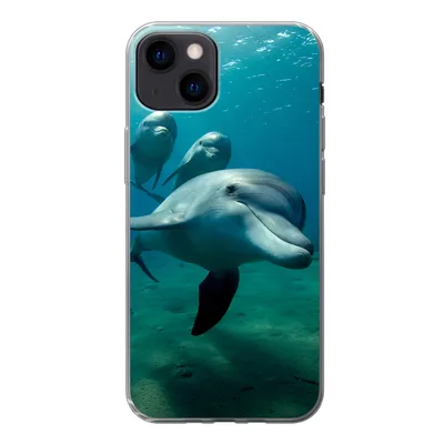 Produktbild von MuchoWow® Handyhülle Schutzhülle Hülle für iPhone 13 Wasser - Delphin - Blau Silikon Softcase Handy Hülle - Karteninhaber