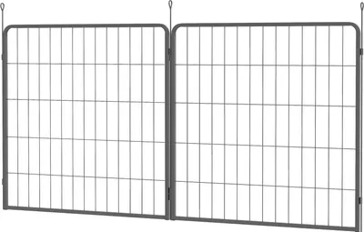 Obrázok produktu pre Sada 2 predlžovacích 2 panelov ohradníka pre psov do vonkajšieho výbehu, 80 x 80 cm oceľový plot pre šteniatka, pre malých a stredných psov čierny Aosom