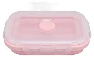 Produktbild von Zusammenklappbare Lebensmittelbehälter aus Silikon - Auslaufsicher mit Deckel - Zur Aufbewahrung von Mahlzeiten - Rosa Größe M