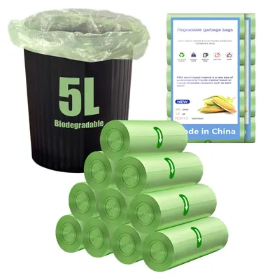 Image de 200 sacs poubelle biodégradables, 5 litres, 10 rouleaux, résistants à la déchirure et étanches