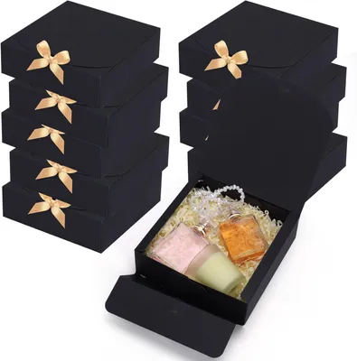 Immagine prodotto di Scatole regalo in cartone, nere, 16x16x5 cm, confezione da 10, per confezionare regali
