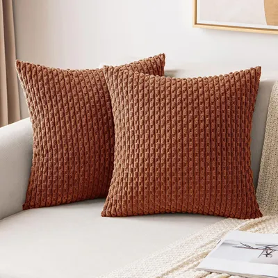 Productafbeelding van Kussensloop sets, corduroy, 2 stuks, 45x45 cm, terracotta