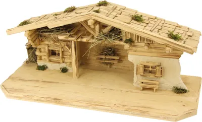 Produktbild von Krippenstall Floß 70x30x30 cm für 10-12 cm Figuren aus Holz