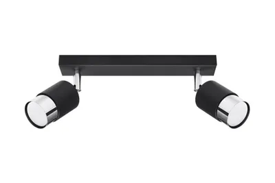 Zdjęcie produktu dla Spot sufitowy czarny podłużny podwójny klosz chrom 2xGU10 10W NERO SL.1065 Sollux Lighting
