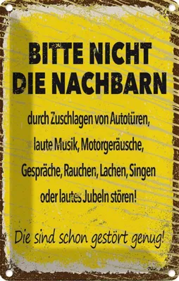 Produktbild von vianmo Blechschild 18x12 cm lustig Bitte nicht Nachbarn stören Witz Humor Spaß