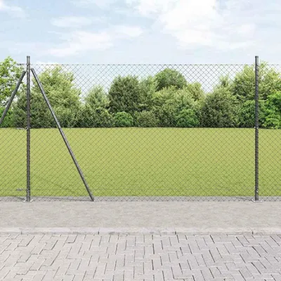 Produktbild von Möbel Kettengliedzaun mit Pfosten Grau 1.6 x 10 m Stahl - Metallzäune 3351261