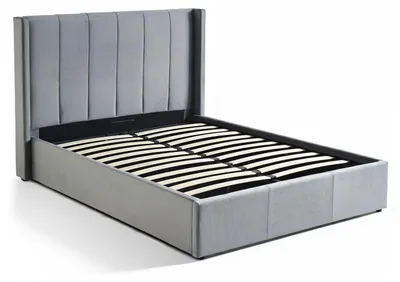 Image de MENZZO Lit double Magorial avec sommier relevable 140x190cm Velours Gris