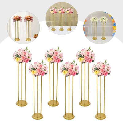 Image de Ensemble de 6 vases à fleurs dorés pour les tables de mariage