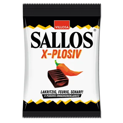 Produktbild von Sallos X Plosiv extra silné tvrdé karamely s lékořicí a chilli 150g