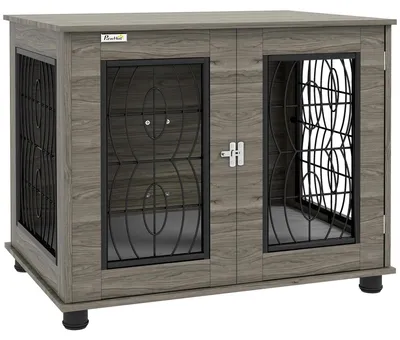Immagine prodotto di Mobili per cucce - Gabbia per cani da interno - Porta con serratura - Struttura in metallo - Con cuscino - Per la casa