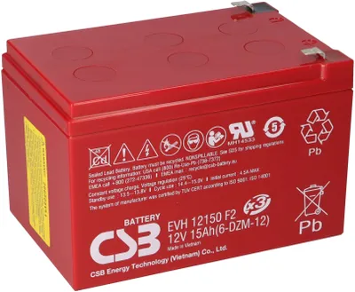 Zdjęcie produktu dla Akumulator kwasowo-ołowiowy CSB EVH 12150 F2 12V 15Ah Odporny na cykle pracy