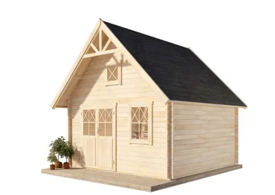 Produktbild von Alpholz Schwedenhaus aus Holz Naturbelassen 462 x 472cm, 44mm Wandstärke