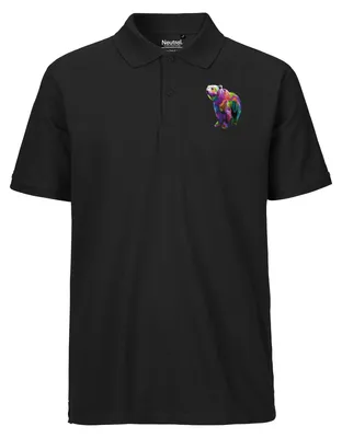 Produktbild von Huuraa Herren Polo Shirt Bär Colorful S Black Bio Baumwolle Fairtrade Poloshirt Geschenkidee