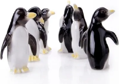 Obrázek produktu pro Sada 6 ručně vyrobených porcelánových figurek tučňáků jako dekorace