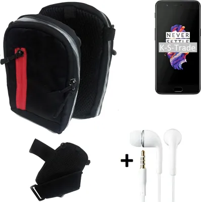Produktbild von K-S-Trade Outdoor Gürteltasche Holster Umhängetasche + Kopfhörer kompatibel mit OnePlus 5 schwarz Handy Tasche Case travelbag Schutzhülle