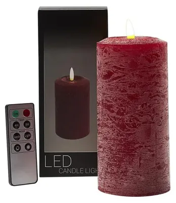 Productafbeelding van Branded LED-kaars, stompmodel, Ø 7,6 × 16 cm - Rood