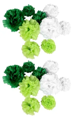 Produktbild von 24 Grüne Papierpompons für Hochzeitsdekoration und Foto-Requisiten aus Seidenpapier
