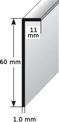 Produktbild von Einklebe-Sockelleiste für Designbeläge, Höhe: 60 mm, Breite: 11 mm, Aluminium (silber eloxiert), gebohrt, Typ: 464