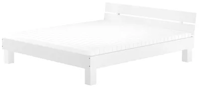 Produktbild von Weißes Doppelbett Massivholz Buche 180x200 Zubehör wählbar V-60.86-18WRollrost und Matratze inkl.