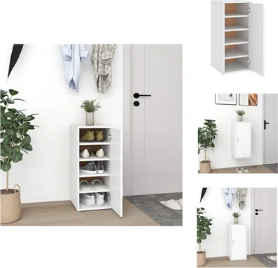Image de vidaXL Armoire à chaussures blanche 32x35x70 cm Bois composite - Étagères à chaussures & Armoires à chaussures