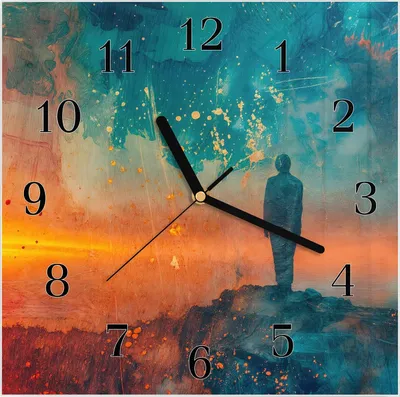 Produktbild von Wanduhr aus Glas mit Motiv Abstrakte Sonnenaufgang- 30 x 30 cm - inkl. Aufhängesystem