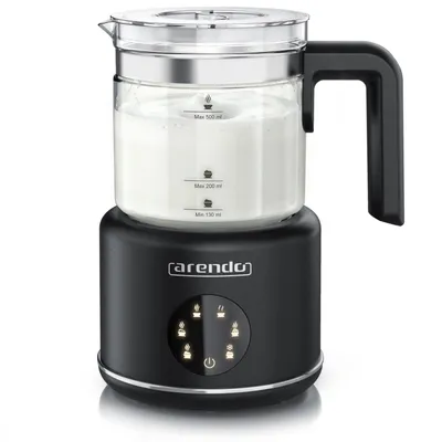 Produktbild von Arendo Elektrischer Milchaufschäumer 500 ml Glasbehälter, heißer & kalter Milchschaum, 600 W, 2 Einsätze, für Cappuccino Latte Macchiato heiße Schokolade uvm.