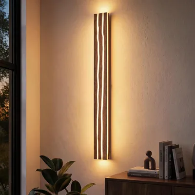 Productafbeelding van ZMH Wandlamp, hout, 100 cm, LED wandlamp voor de woonkamer, modern design, 3000K, 16W. Wandverlichting, binnenwandlamp geschikt voor slaapkamer, hal, trappenhuis, eetkamer