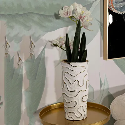 Produktbild von Banenoha - Vase, Weiß, Strukturfarbe Gold