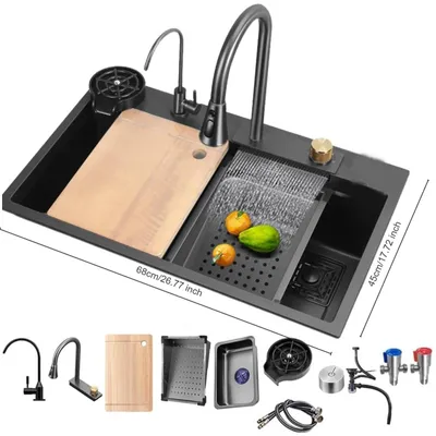 Imagen del producto de Fregadero de cocina - Fregaderos para cocina - Lavabo de cocina - Pileta de cocina - Fregadero de un seno - Acero inoxidable