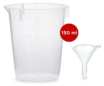 Zdjęcie produktu dla 1x miarka 150 ml + 1x mini lejek do napełniania i dekantacji płynów