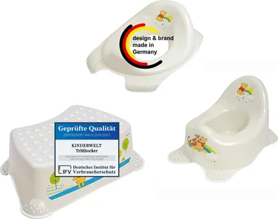 Produktbild von 3er Set : Perl Premium Disney Winnie Puuh perlweiß Kinder-Toilettensitz + Tritthocker + Töpfchen Toilettentrainer