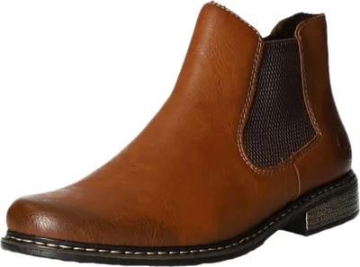 A single brown Chelsea boot is shown against a white background.