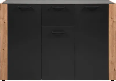 Obrázek produktu pro LUMA 3dveřová příborník s 1 zásuvkou v antracitové a dubové povrchové úpravě, šířka 125 cm