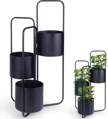 Produktbild von Blumenständer aus Metall für 3 Blumentöpfe Pflanzen Blumen Regal Untersetzer