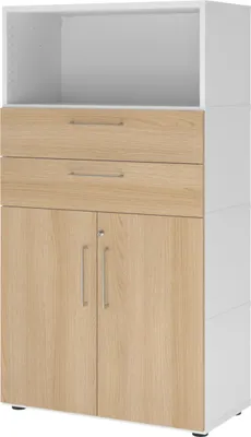 Produktbild von bümö flexi Aktenschrank groß mit Schubladen - Nachbildung: Weiß/Eiche