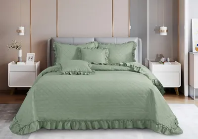 Produktbild von grüne Tagesdecke gesteppt Decke doppelseitig Tröster 160x220CM PLED FALBANKS RUFFY