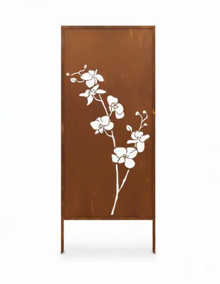 Produktbild von Edelrost Sichtschutz Garten Deko 120x50cm Sichtschutzwand mit Orchideenblüten