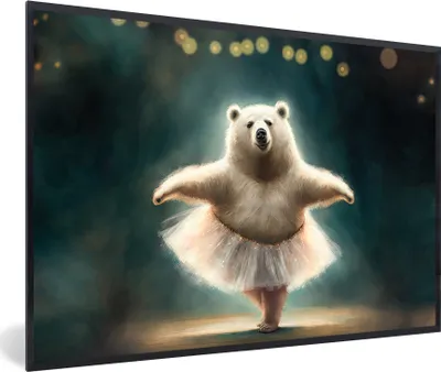 Produktbild von MuchoWow® Gerahmtes Poster Bär - Rock - Ballett - Porträt - Tiere 30x20 cm - Poster mit Schwarzem Bilderrahmen Wandposter Rahmen Foto Bilder - Kunstdruck - Bild-Poster