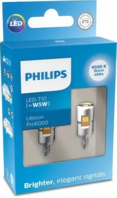 Image de Philips Ultinon Pro6000 SI 11961WU60X2 Ampoule de signalisation pour voiture, 12 V, W5W, LED, 4000 K, 2 pièces
