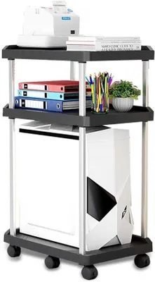 Produktbild von Computer-Turm-Standard mit Rollen – ATX-PC-Standard – mobiler CPU-Halter – verstellbare PC-Halterung – schwarz