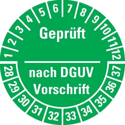 Produktbild von Dreifke® Prüfplakette  nach DGUV Vorschrift 28-37, grün, Dokufolie, Ø ...