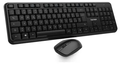 Obrázek produktu pro Vultech KM-811W, Plná velikost (100 %), Bezdrátový, Bezdrátové RF + USB, QWERTY, Černá, Obsahuje myš