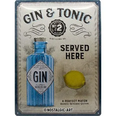 Produktbild von Nostalgic-Art - Blechschild 30 x 40 cm - Open Bar - Gin Tonic Served Here