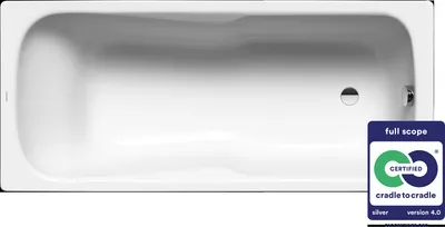 A top-down view of a white bathtub.