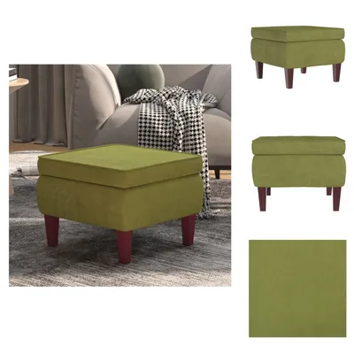 Immagine prodotto di vidaXL Sgabello con gambe in legno in velluto verde chiaro - Sedie e sgabelli pieghevoli